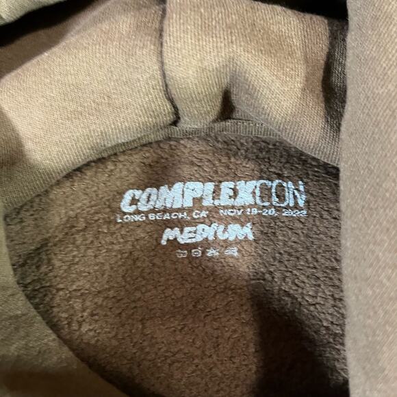 Complex Con x Verdy 2022 Long Beach Brown Pullover Hoodie Size M New - Picture 5 of 6